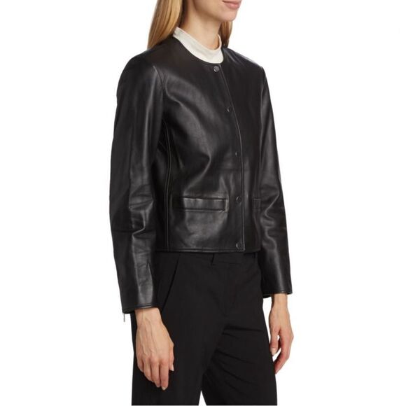 Theory Leather Crop Jacket size 4 - Picture 4 of 12